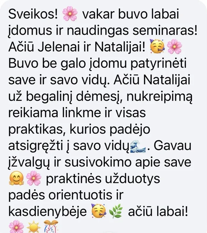 Klientės atsiliepimas