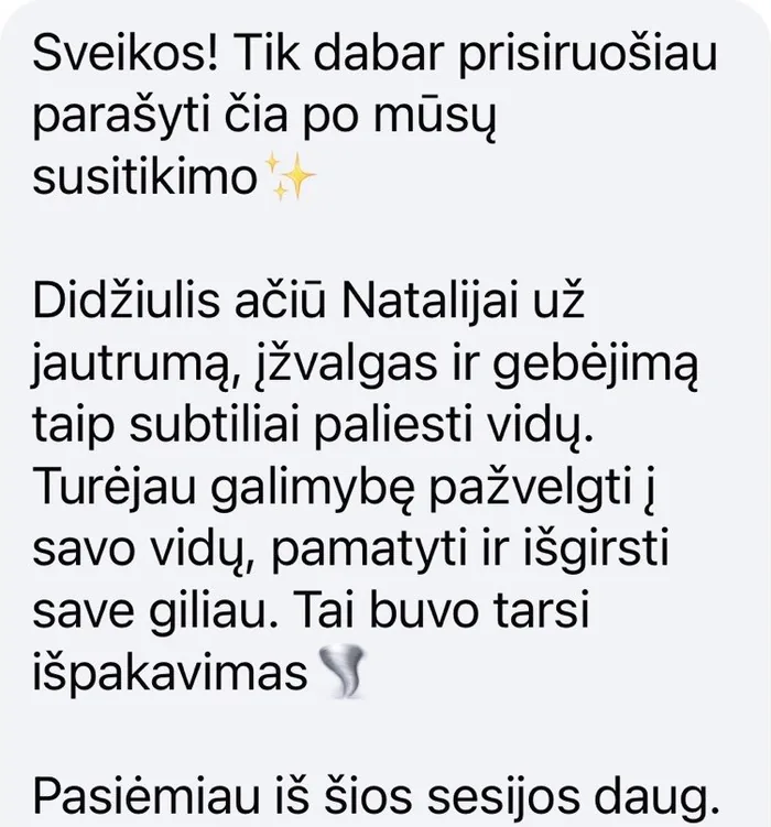Klientės atsiliepimas