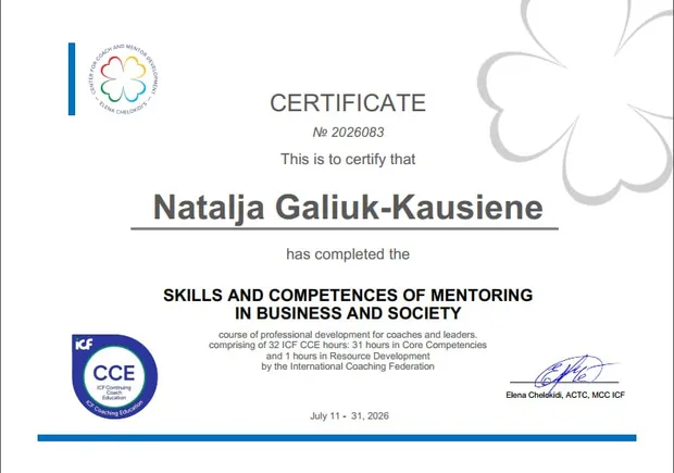 Skills and Competences of Mentoring in Business and Society (ICF CCE)
